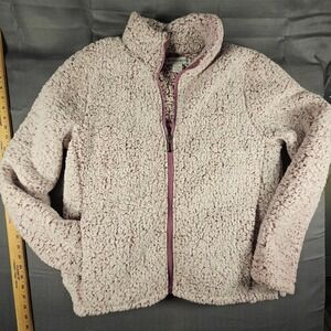 Seventh Avenue WMNS Sherpa Fleece Jacket Pink Marbled Full Zip Mock Neck Medium